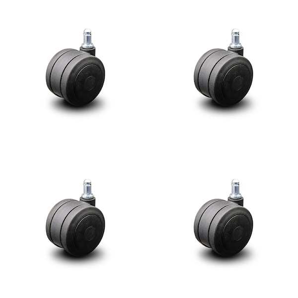 3" Black Soft Wheel Grip Ring Office Chair Casters, PK4